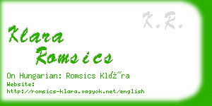 klara romsics business card